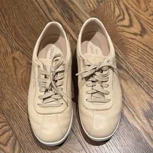 Cole Haan Cream Leather Lace-Up Sneakers